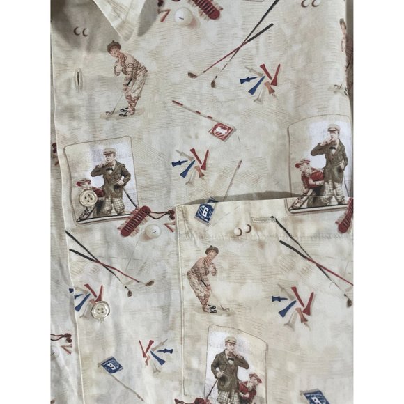 The Saturday Evening Post Men's 2XLT Golf Print Short Sleeve Button Up Shirt - Picture 3 of 5